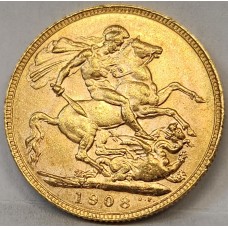 AUSTRALIA 1908 . ONE 1 SOVEREIGN . PERTH . GOLD